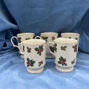 Vintage Lefton  China, 5 Christmas Mugs
